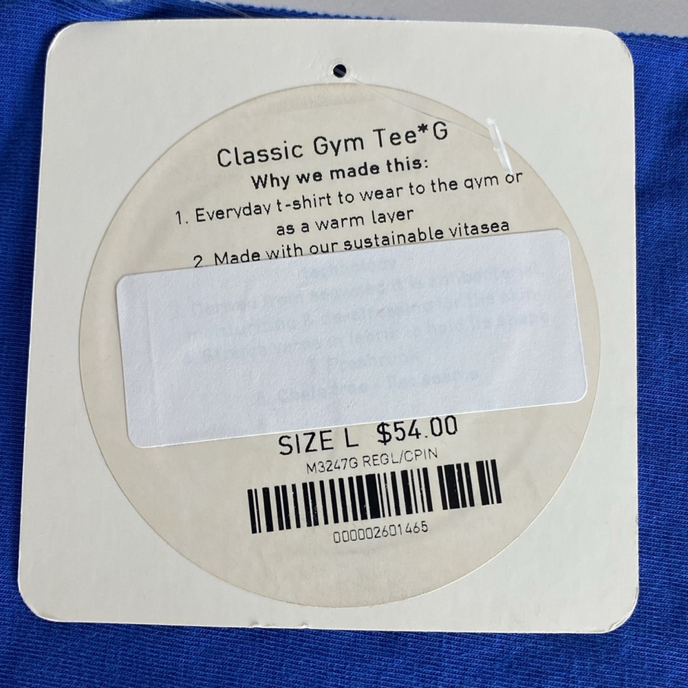 NWT Lululemon Classic Gym Tee blue Size L - Picture 6 of 10